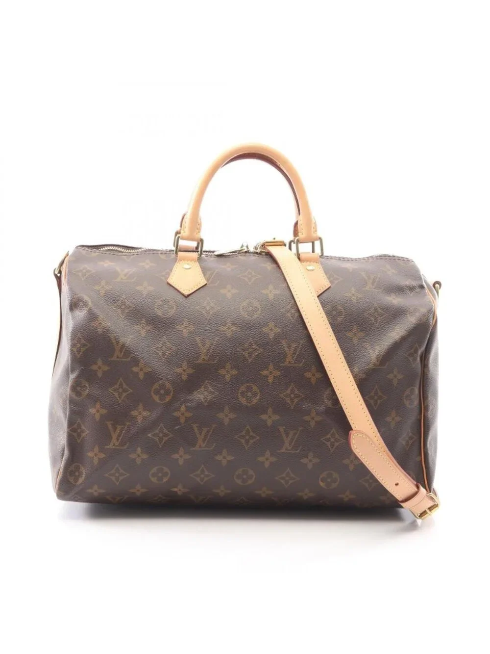 Louis Vuitton Speedy Bandouliere 35 Monogram 2-Way Canvas Leather Handbag